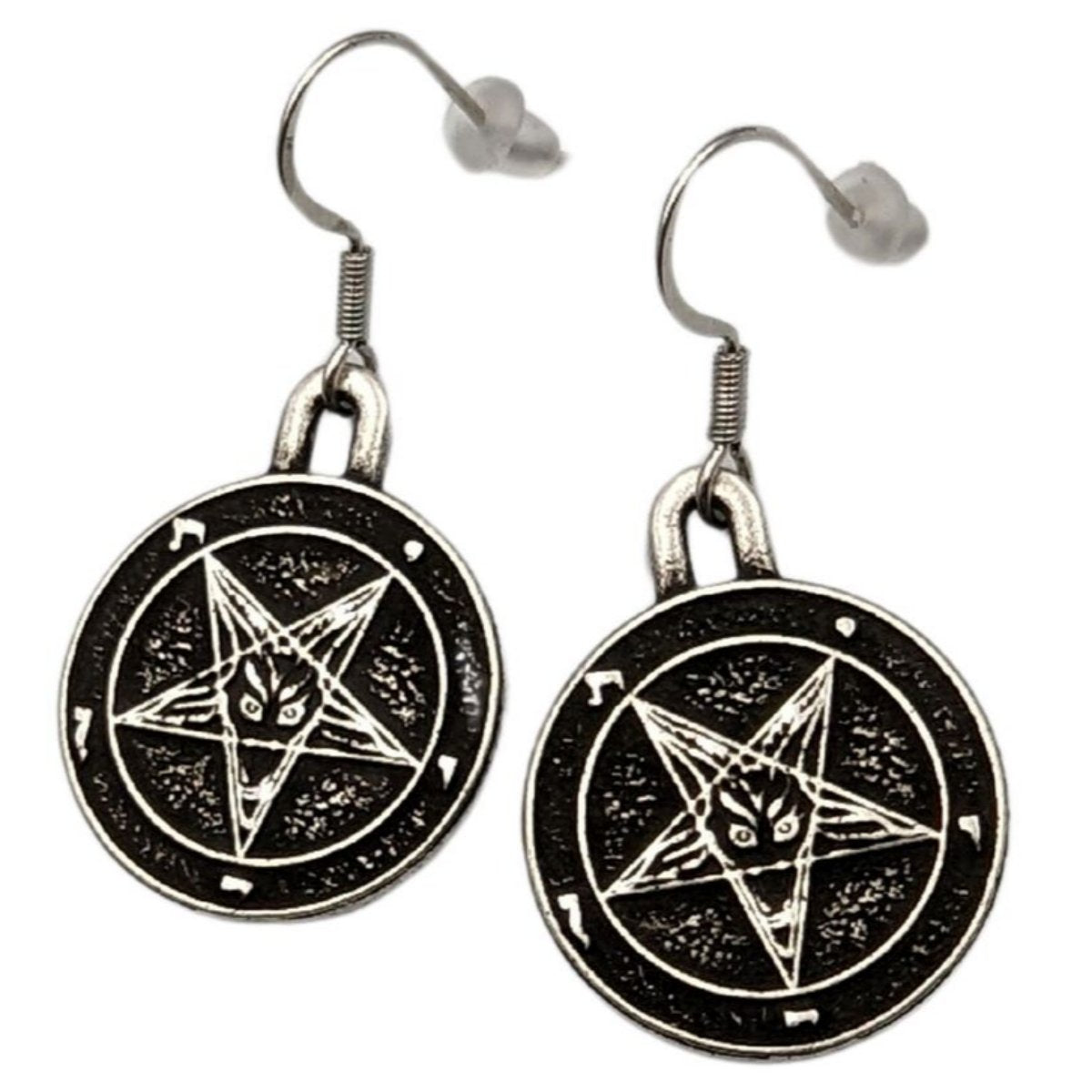 Baphomet symbol bronze earrings Silver plating