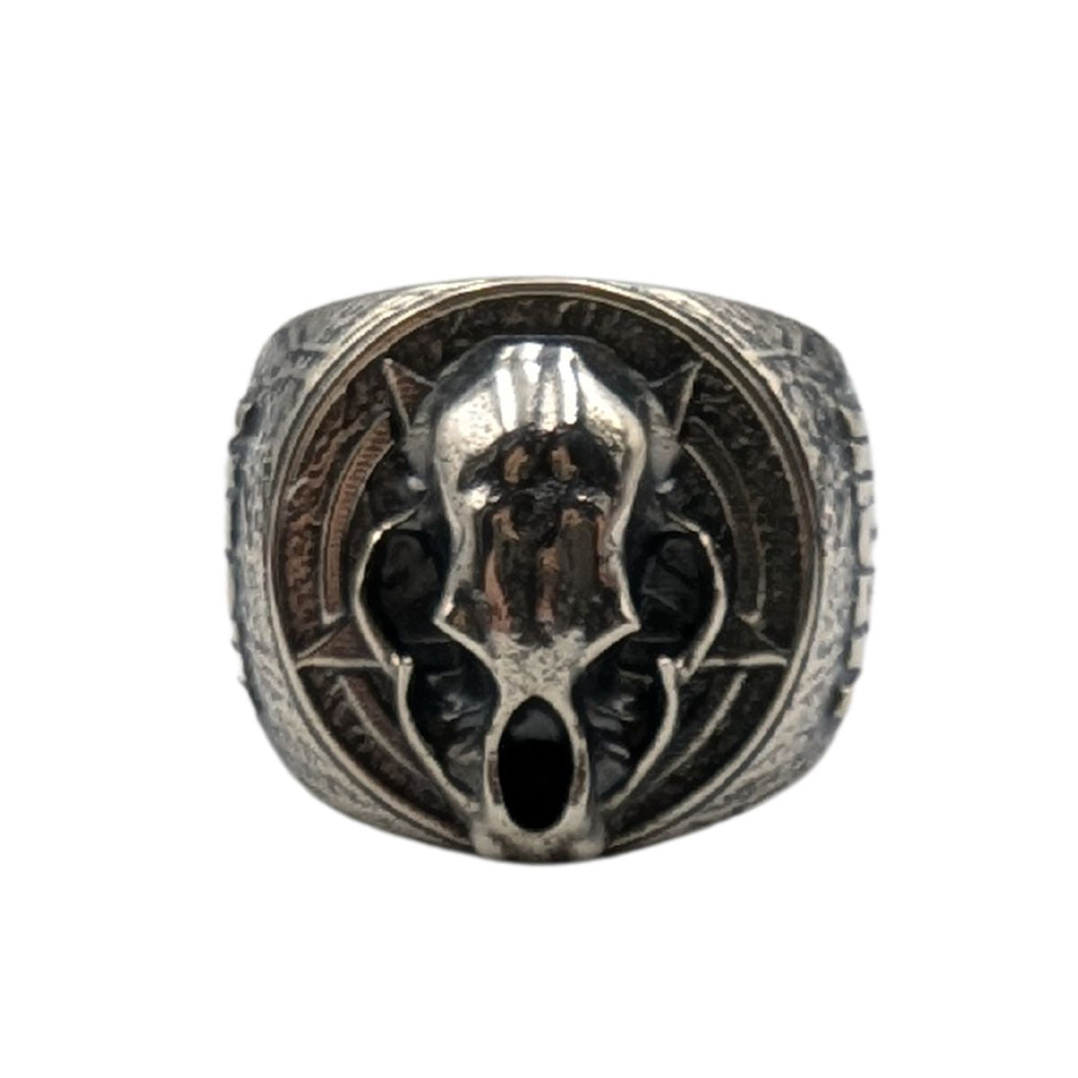 Cat skull signet ring