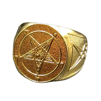 Baphomet sigil ring from bronze 6 US Gold Plated bronze