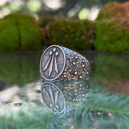 Awen signet ring 6 US Silver plating
