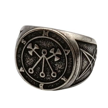 Marbas sigil demon bronze ring 6 US Silver plating 