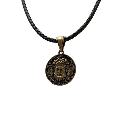 Zeus bronze pendant Bronze with braided necklace 