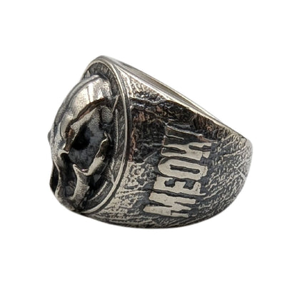 Cat skull signet ring