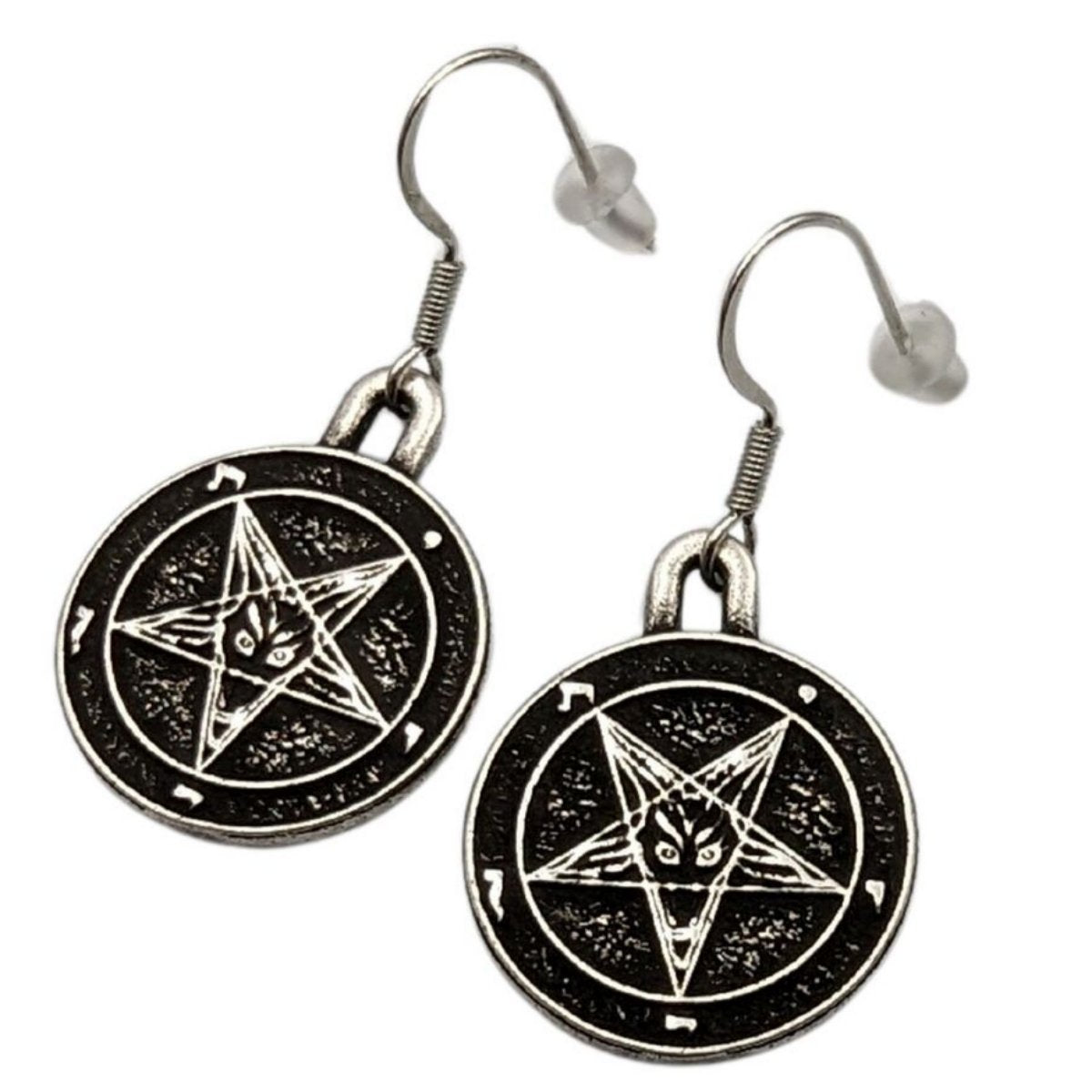 Baphomet symbol bronze earrings