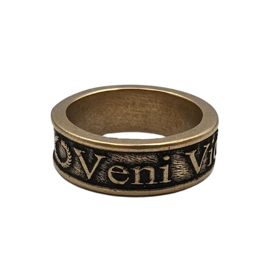 Veni Vidi Vici Roman bronze ring 6 US Bronze with patina 