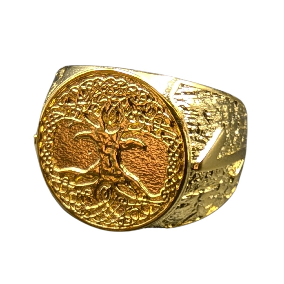 Yggdrasil tree of life bronze ring 6 US Gold Plated bronze