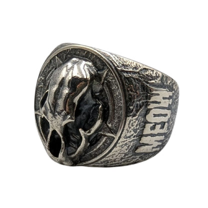 Cat skull signet ring