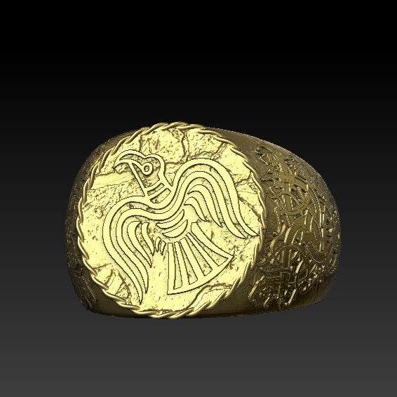 Raven banner ring 6 US Gold plating