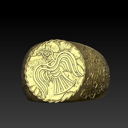 Raven banner ring 6 US Gold plating