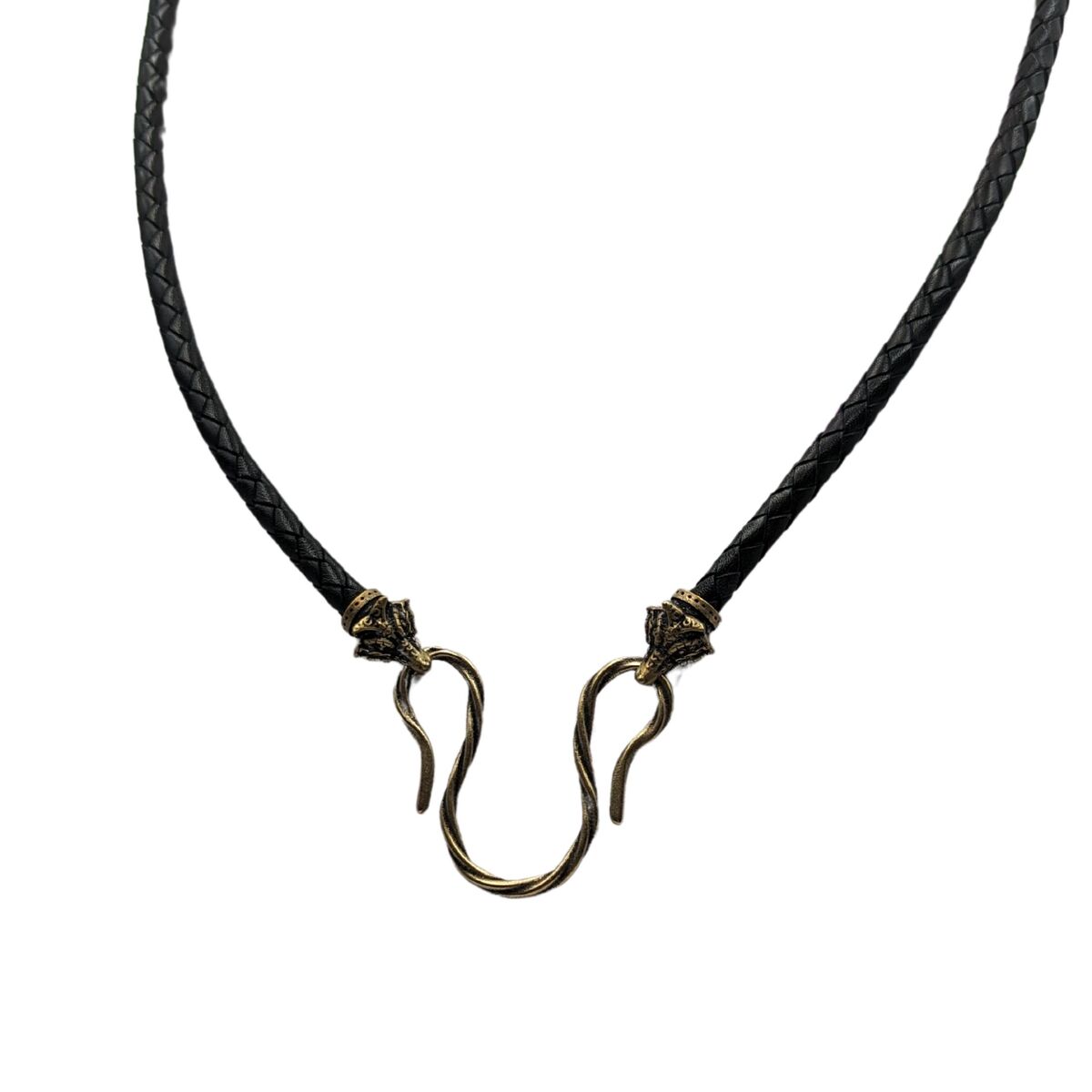 Celtic Fox leather necklace with Bronze clasps   