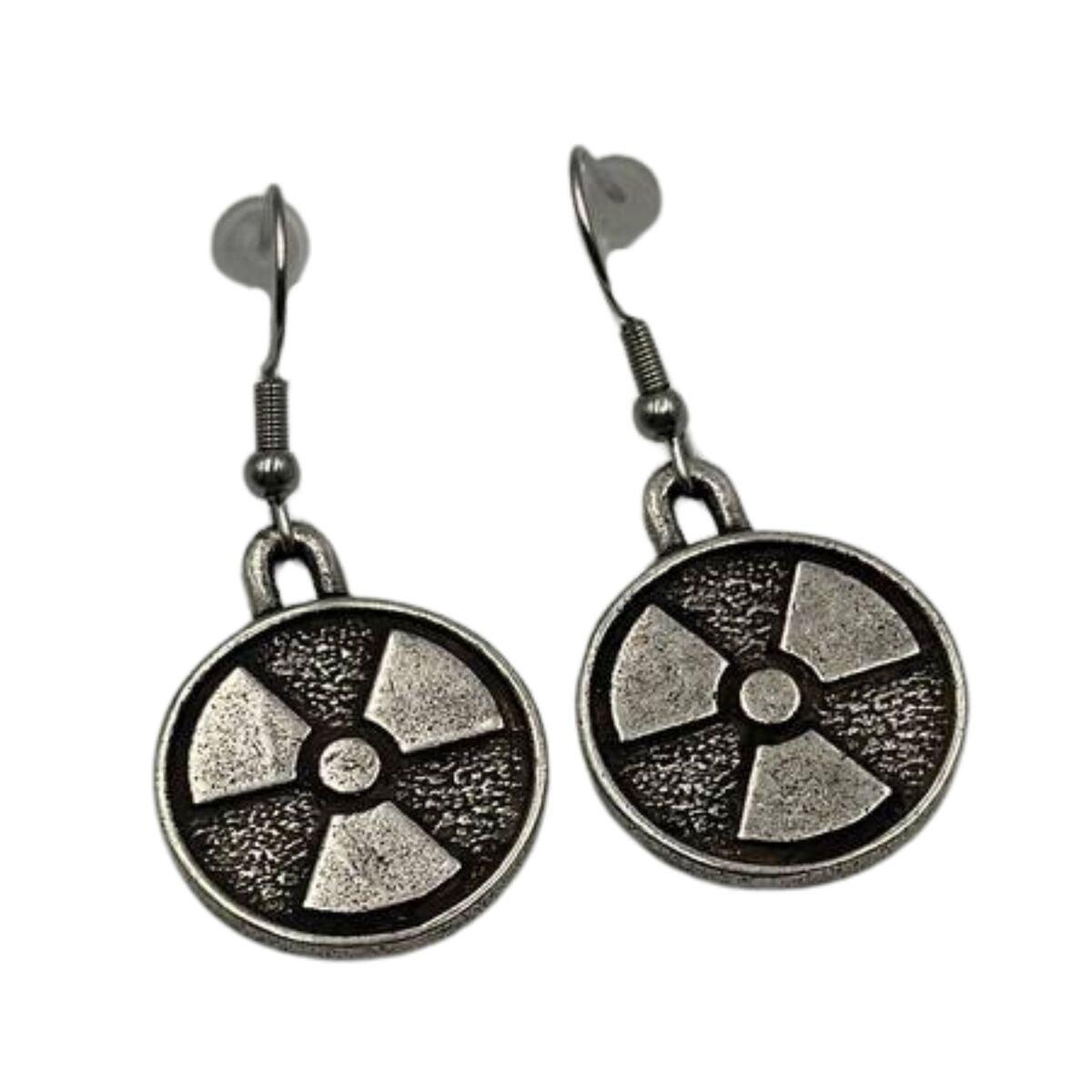 Radiation symbol earrings Silver plating