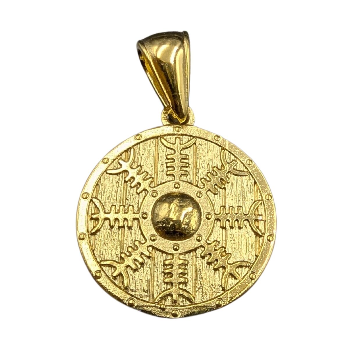 Helm of Awe on Viking shield pendant Gold plating