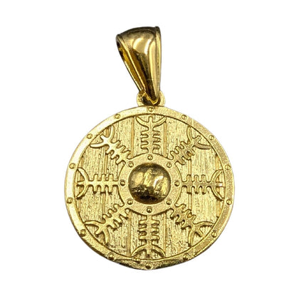 Helm of Awe on Viking shield pendant Gold plating