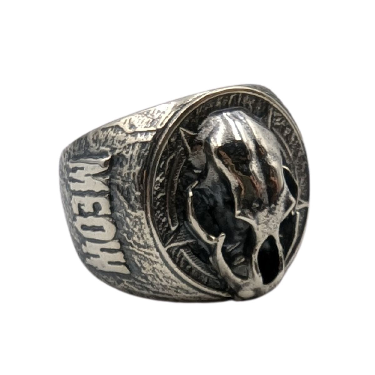 Cat skull signet ring