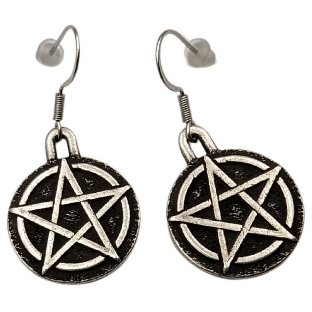 Wiccan Pentacle bronze earrings Silver plating