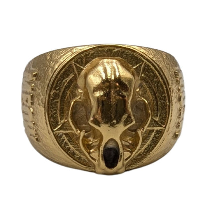 Cat skull signet ring
