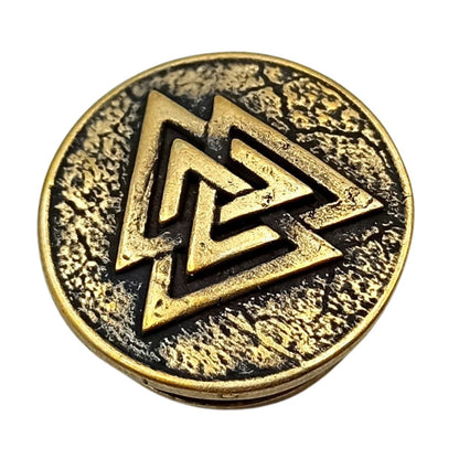 Valknut round paracord bead Bronze  