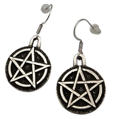 Wiccan Pentacle bronze earrings