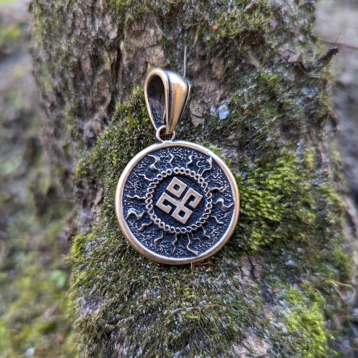 Dazhbog symbol bronze pendant   