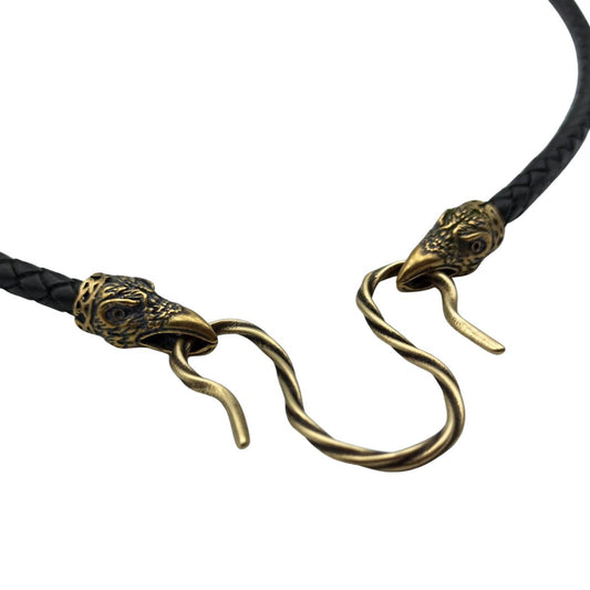 Raven Huginn and Muninn leather necklace
