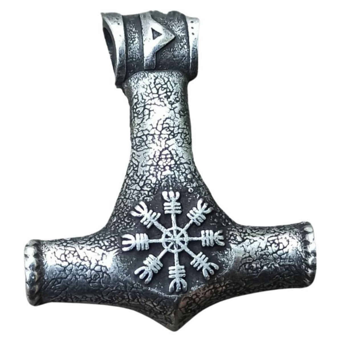 Mjolnir pendant with runes Silver plating