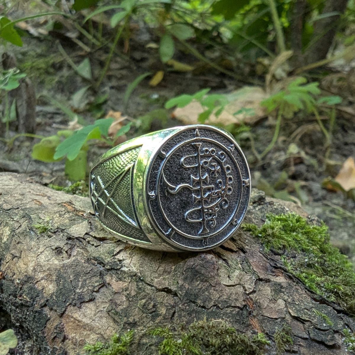 Asmodeus demon sigil ring from silver