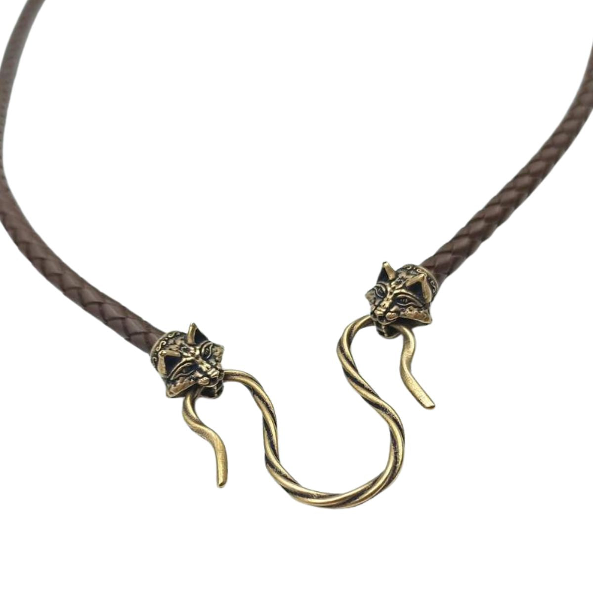 Lynx cat leather necklace