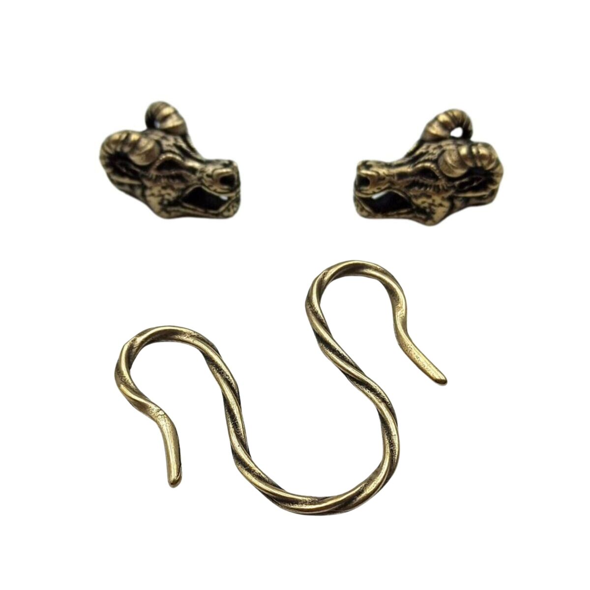 Viking goat bronze necklace clasp Omega type  