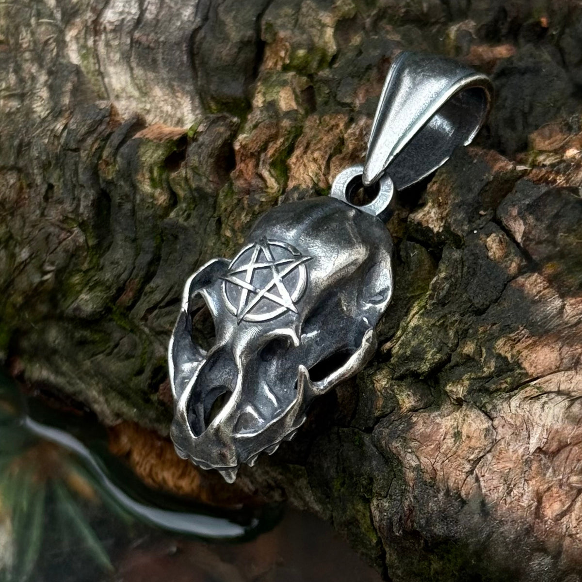 Cat Skull Pentagram pendant