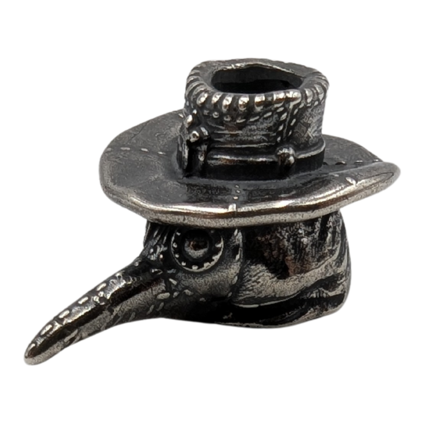 Plague doctor paracord bead Silver plated bronze