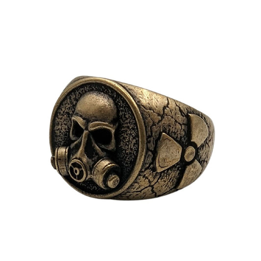 Gas Mask bronze ring 6 US Bronze with patina 