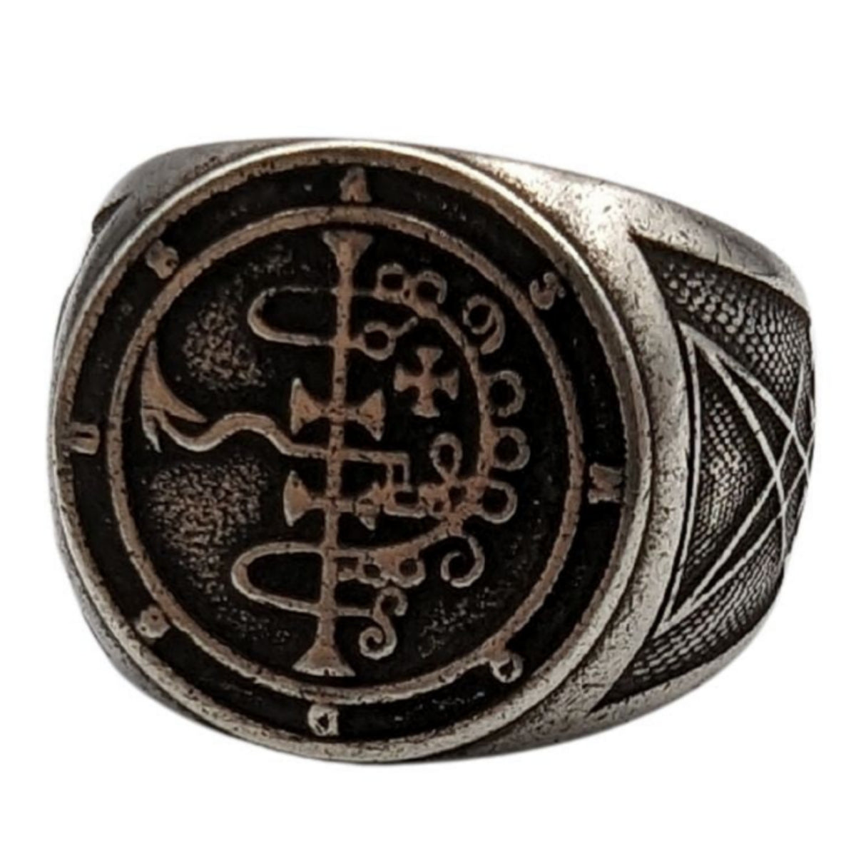 Asmodeus sigil ring from bronze 6 US Silver plating