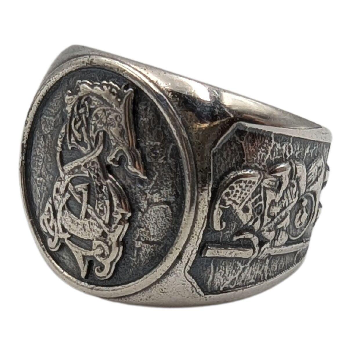 Fenrir wolf signet silver ring 6 US/CA