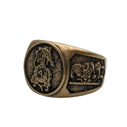 Fenrir wolf signet bronze ring   