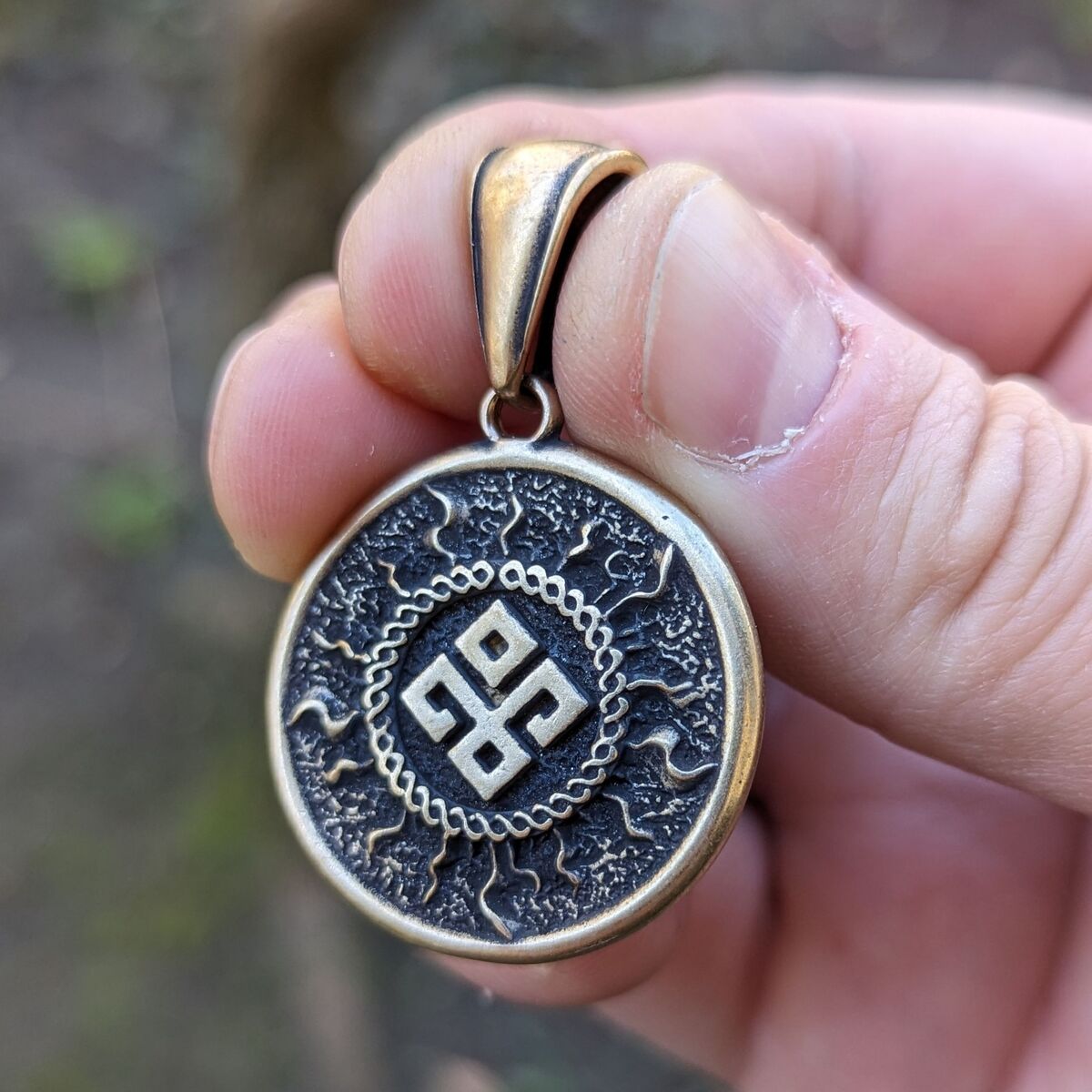 Dazhbog symbol bronze pendant   