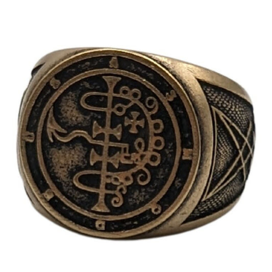 Asmodeus sigil ring from bronze 6 US Bronze with patina