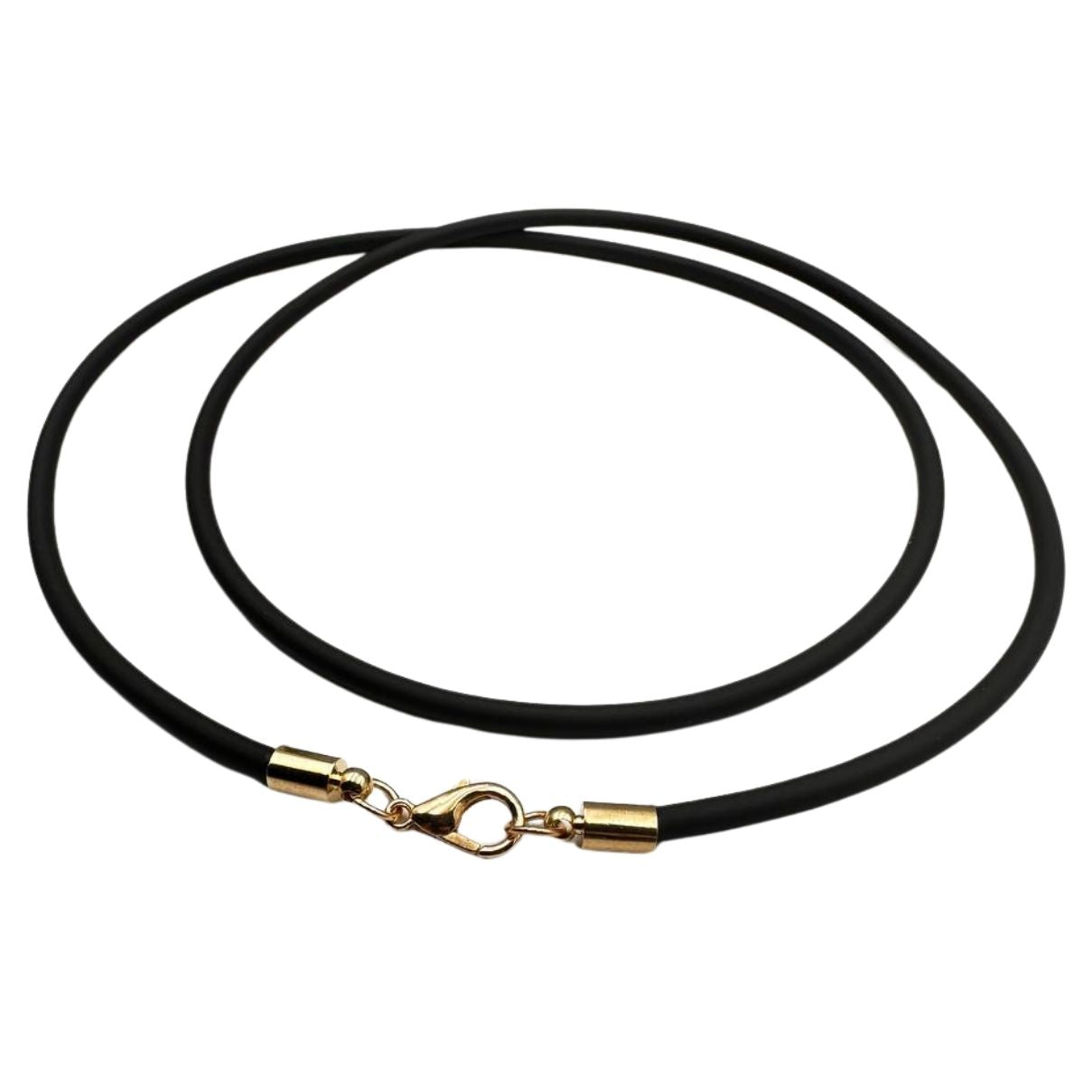 Rubber cord or caoutchouc necklace for pendant Gold plating