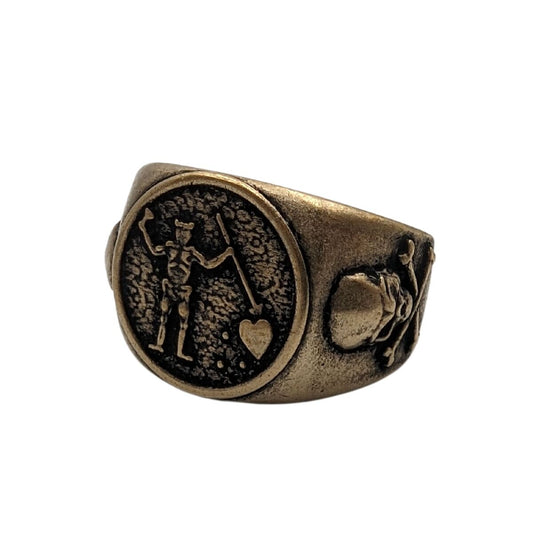 Blackbeard signet bronze ring 6 US Bronze with patina 