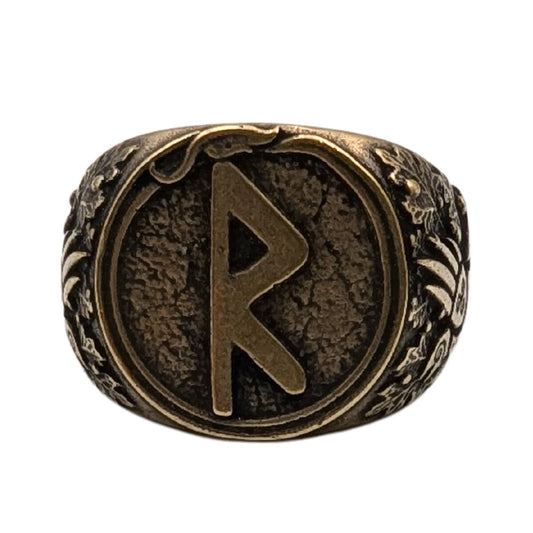 Raido rune signet ring