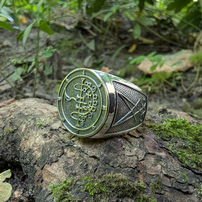 Asmodeus demon sigil ring from silver