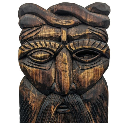 Odin wood carving wall panel