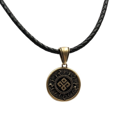 Dazhbog symbol bronze pendant Bronze + leather cord 