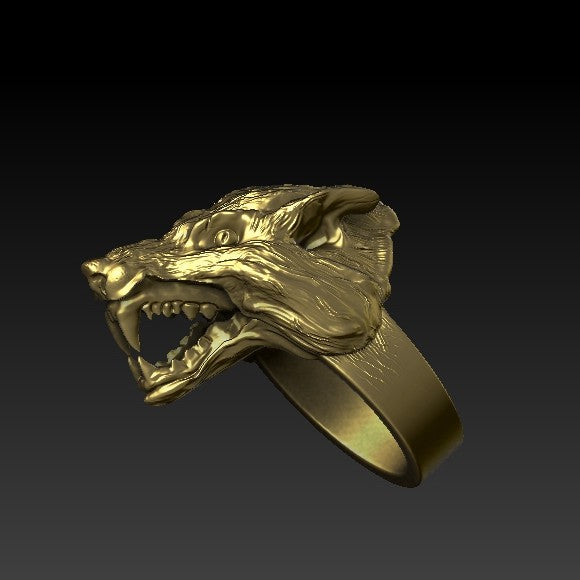 Fenrir Wolf ring 6 US Gold plating