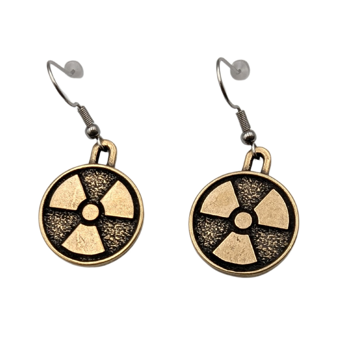 Radiation symbol earrings Bronze