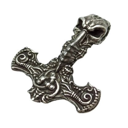 Hammer of Thor skull pendant Silver plating