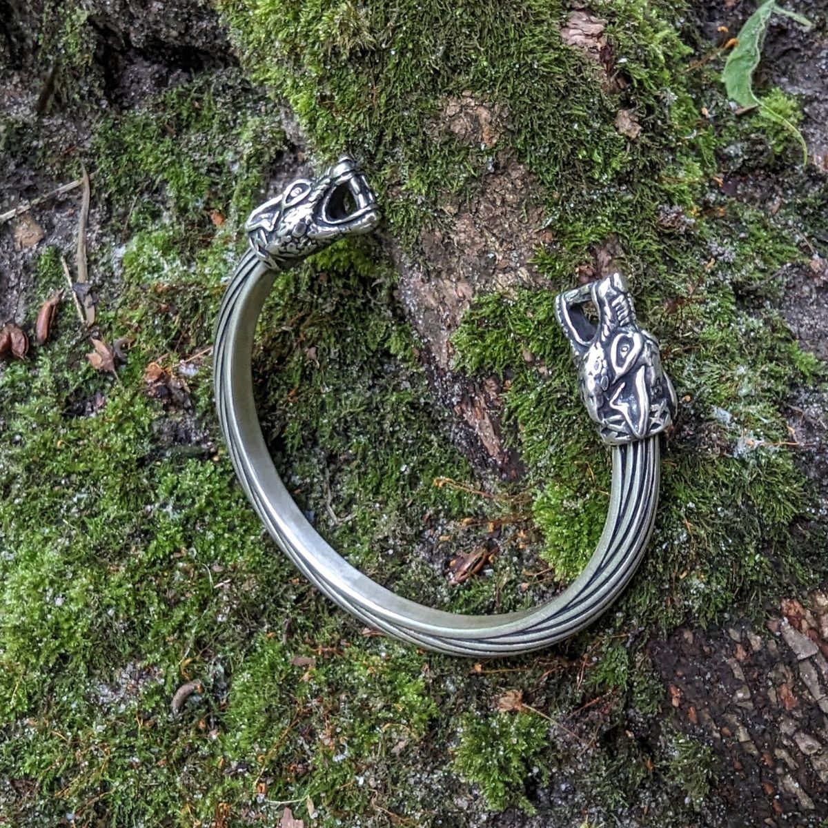 Viking wolf arm ring bracelet from silver