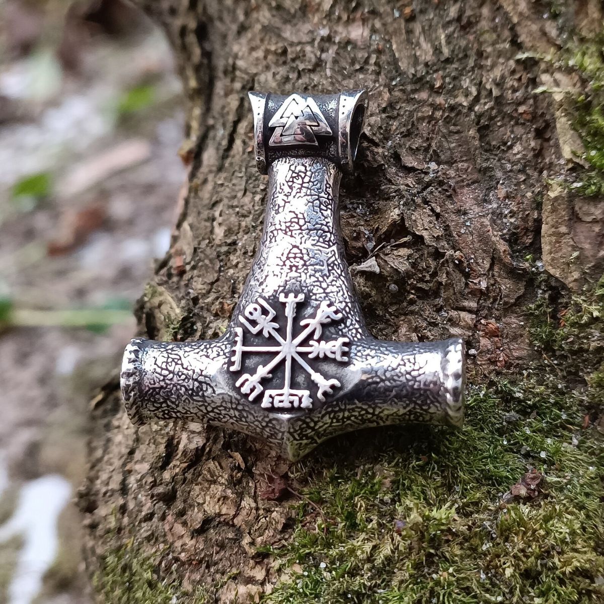 Mjolnir pendant with runes