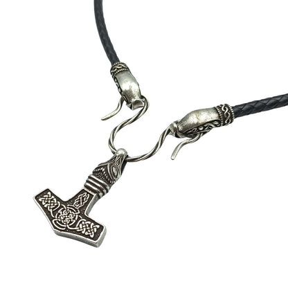 Bronze Mjolnir replica pendant Dragon necklace Silver plating 