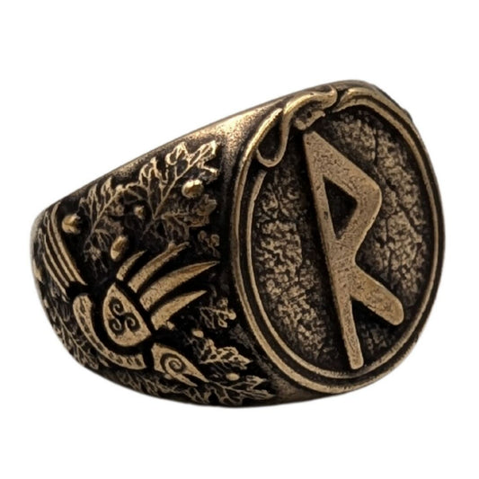 Raido rune signet ring 6 US Bronze