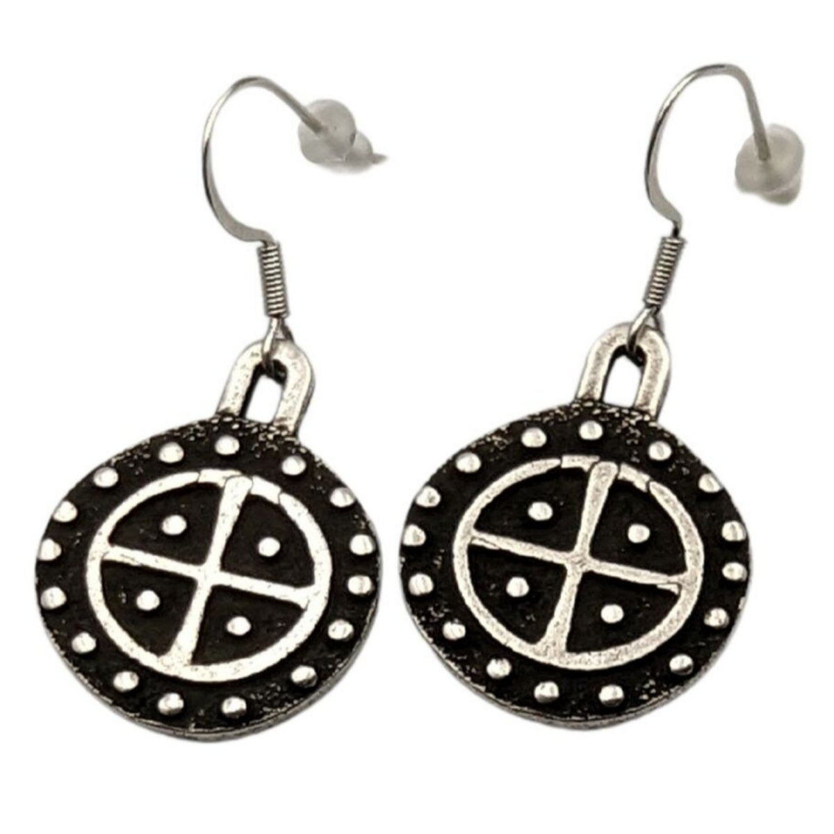 Sun Wheel bronze earrings Silver plating